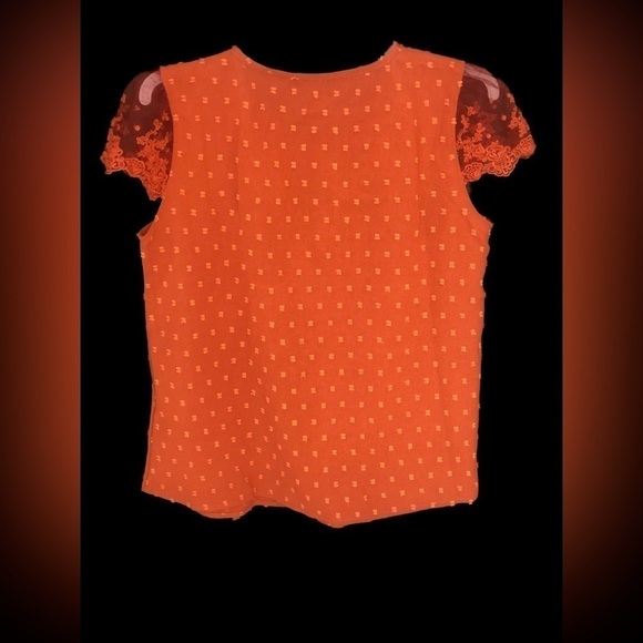 Small Orange Lace Top with Buttons - Picture 2 of 3